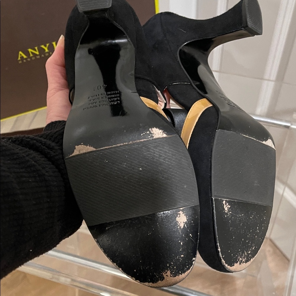 Anyi Lu JOLIE Black and (Blush) Tan Heels with Bow - Picture 7 of 7
